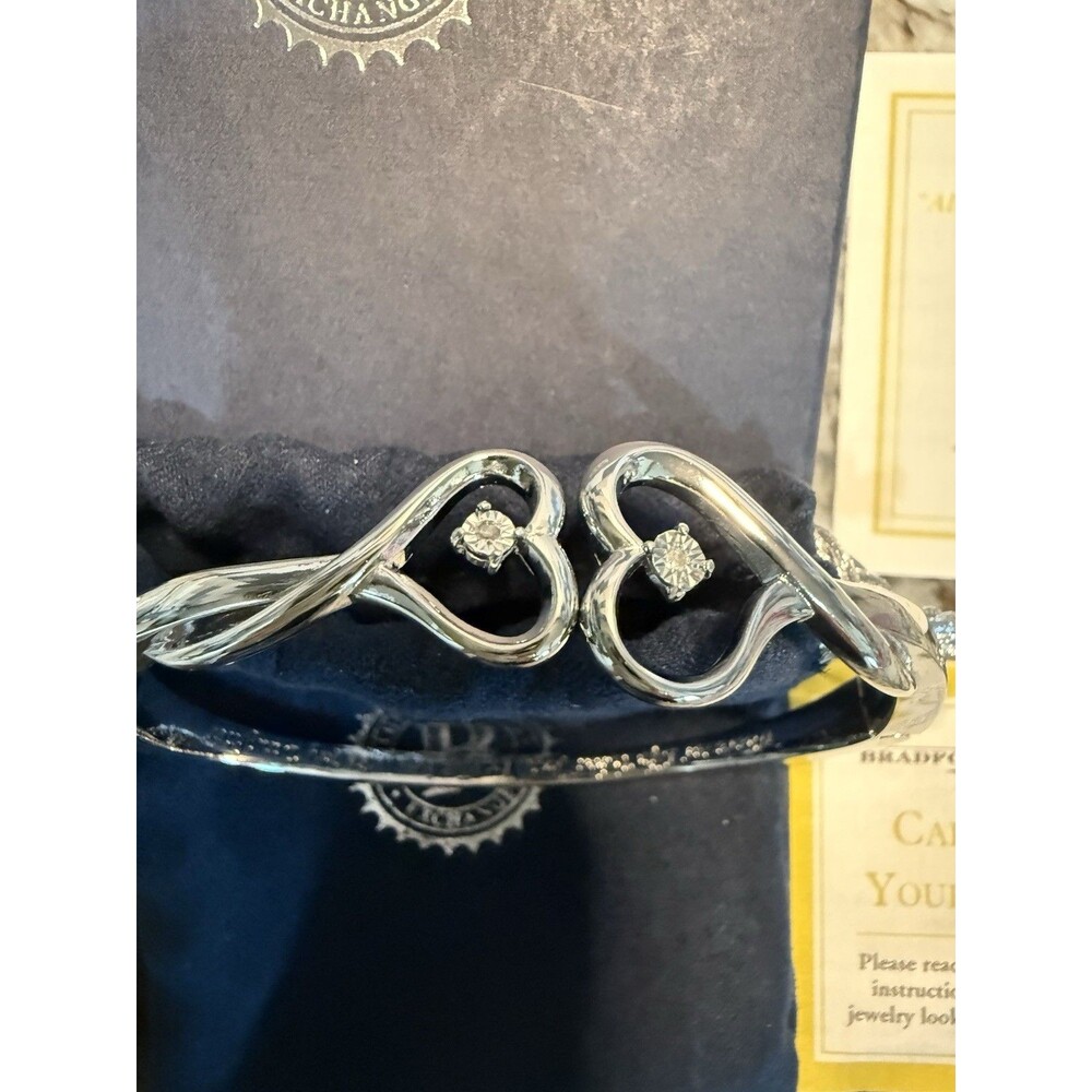 Heart Diamonds Bracelet Bradford Exchange Silver Plated “Always My Daughter”